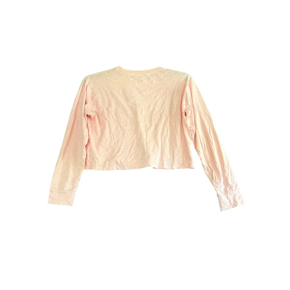 J.Crew‎ Slub Cotton Long Sleeve Crop T-Shirt Womens Small Pink Excellent CC829
